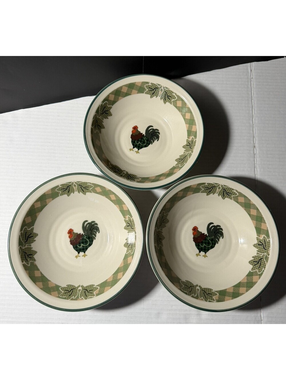 Set 3 ROOSTER MORN Julie Ingleman 8" Cereal Salad Bowls  International